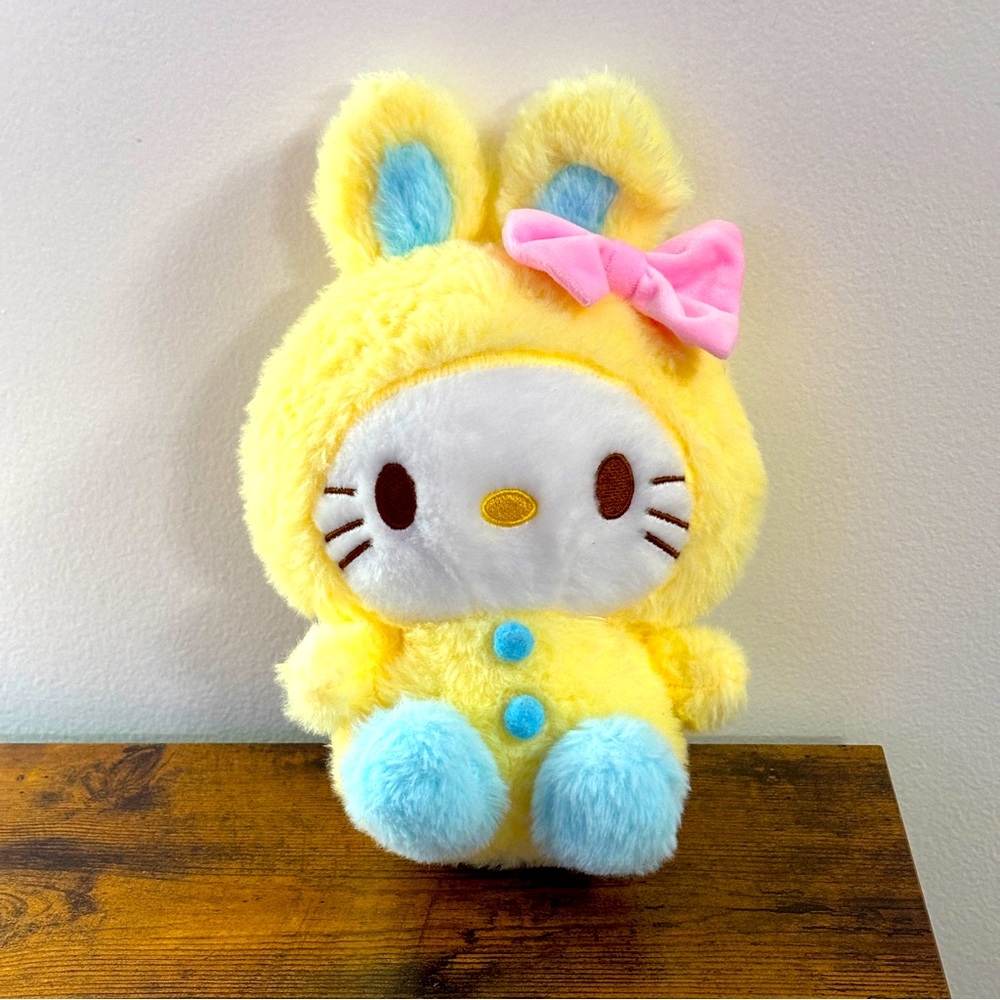 Adorable Hello Kitty in Yellow Easter Bunny Costume Plush with a Pink Bow!🎀